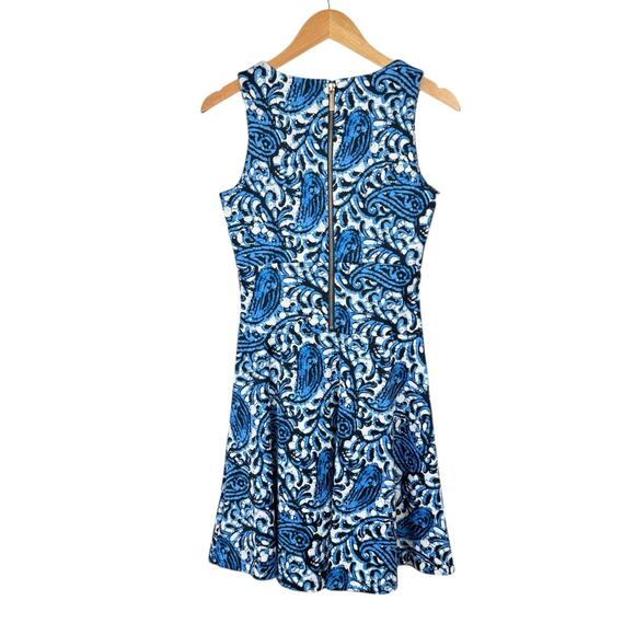 MICHAEL Michael Kors Blue White Bold Paisley Sleeveless Fit & Flare Dress - Picture 9 of 12